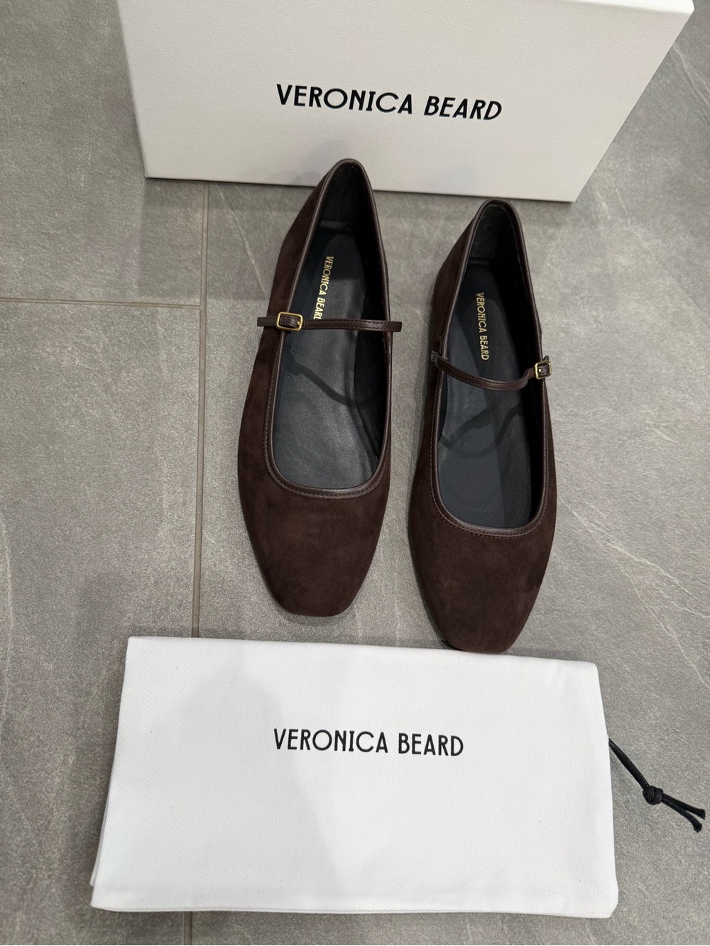 New Veronica Beard Ellie Suede Flat in Color Espresso retail $375 size 8.5 - Picture 4 of 13